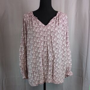 C&C California Women's Floral Blouse - Burgundy and White